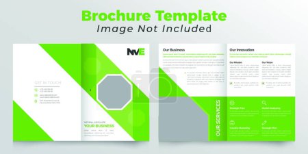 Ilustración de "Polygonal bifold business brochure design with green color" - Imagen libre de derechos