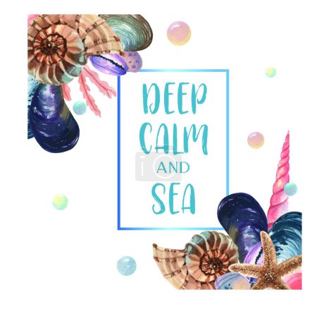 Illustration for Deep calm and sea card - Royalty Free Image