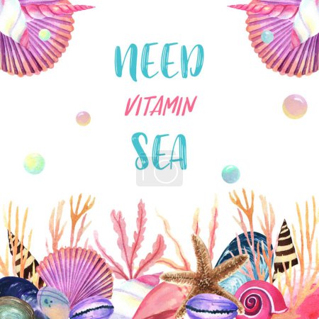 Ilustración de Algas marinas con texto, ilustración vectorial colorido - Imagen libre de derechos