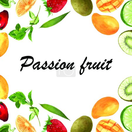 Téléchargez les illustrations : Fruits de la passion, illustration vectorielle - en licence libre de droit