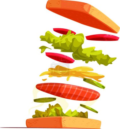 Téléchargez les illustrations : Illustration de la composition des ingrédients Sandwich - en licence libre de droit