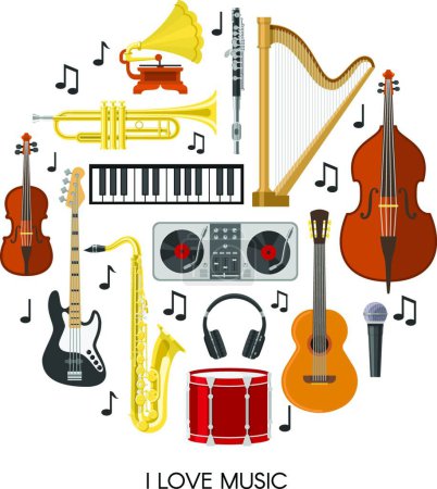 Illustration for "Round Music Composition", graphic vector illustration - Royalty Free Image