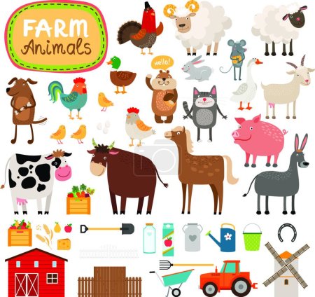 Illustration for "Vector farm animals", graphic vector illustration - Royalty Free Image