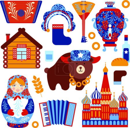 Téléchargez les illustrations : Russie set de voyage illustration vectorielle - en licence libre de droit