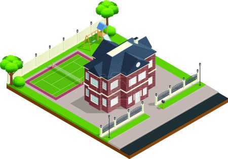 Ilustración de "Composición de la casa suburbana ", ilustración vectorial gráfica - Imagen libre de derechos