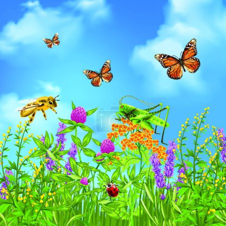 Illustration for "Summer Insects Realistic ", graphic vector illustration - Royalty Free Image