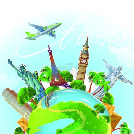 Téléchargez les illustrations : "Travelling Earth Concept ", illustration vectorielle graphique - en licence libre de droit