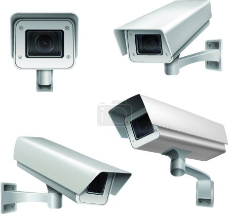 Illustration for "Surveillance camera set", graphic vector illustration - Royalty Free Image