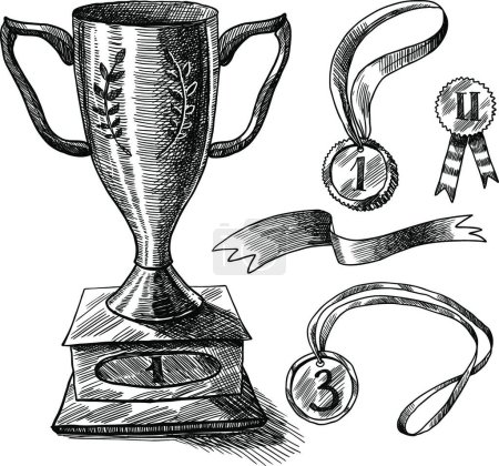 Foto de "Conjunto de bocetos de trofeos ", ilustración vectorial gráfica - Imagen libre de derechos