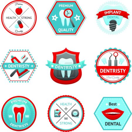 Téléchargez les illustrations : "Dental Emblem Set ", illustration vectorielle graphique - en licence libre de droit