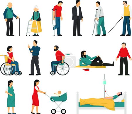 Illustration for Disabled People Set vector illustration - Royalty Free Image