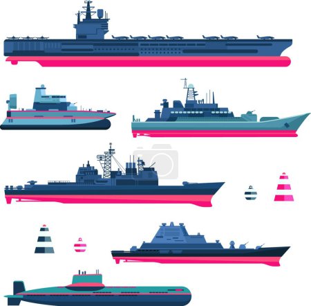 Ilustración de Ilustración vectorial de naves militaristas iconos - Imagen libre de derechos