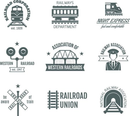 Illustration for Railway Labels Set vector illustration - Royalty Free Image