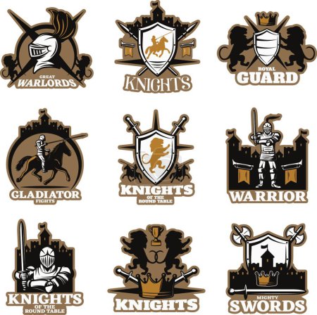 Illustration for "Knights Colored Emblems", graphic vector illustration - Royalty Free Image