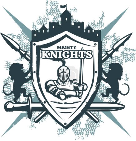 Illustration for "Mighty Knights Print", graphic vector illustration - Royalty Free Image