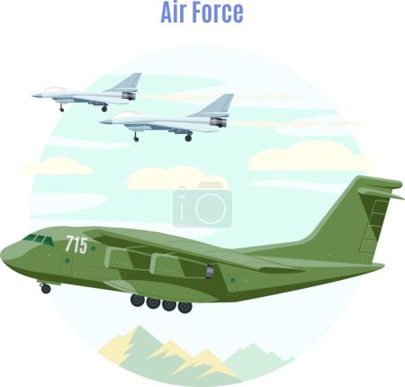 Téléchargez les illustrations : "Concept d'aviation militaire ", illustration vectorielle graphique - en licence libre de droit