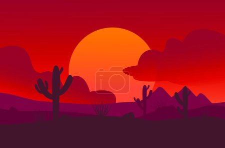 Téléchargez les illustrations : "Desert Landscape Background ", illustration vectorielle graphique - en licence libre de droit