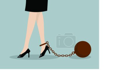 Illustration for Chained business woman modern vector illustration - Royalty Free Image