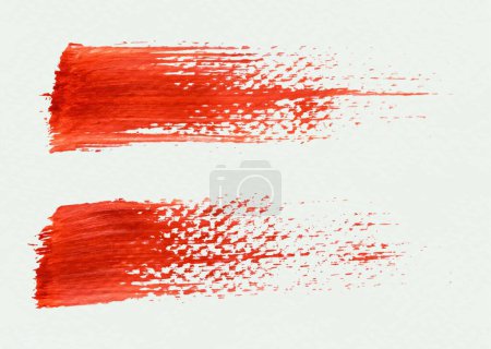 Téléchargez les illustrations : Coups de pinceau rouge, illustration vectorielle - en licence libre de droit