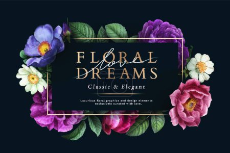 Illustration for Floral dreams card vector illustration - Royalty Free Image