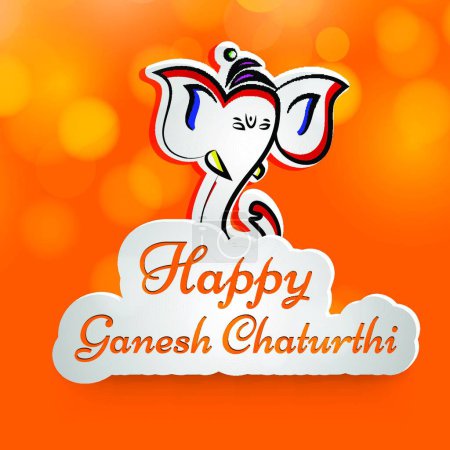 Illustration for Ganesh Chaturthi, colorful vector illustration - Royalty Free Image
