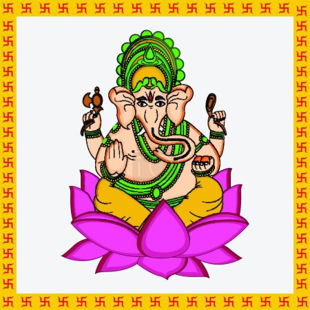 Téléchargez les illustrations : Ganesh Chaturthi, illustration vectorielle colorée - en licence libre de droit