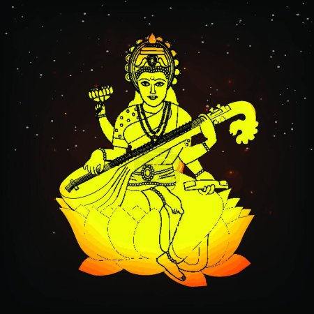 Illustration for Vasant Panchami, colorful vector illustration - Royalty Free Image