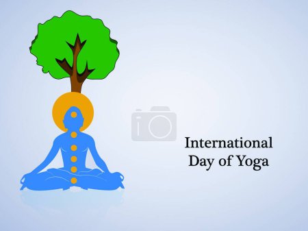 Téléchargez les illustrations : Posture de yoga sur fond bleu - en licence libre de droit
