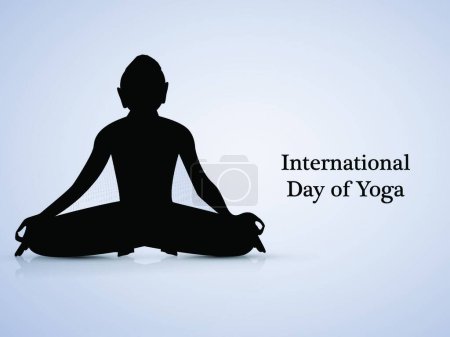 Ilustración de Día internacional del texto del yoga y la postura del yoga - Imagen libre de derechos