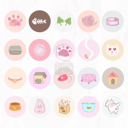 Illustration for Cute pet icons, stickers, vector illustration - Royalty Free Image