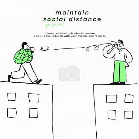 Ilustración de Ilustración de vector de distancia social - Imagen libre de derechos