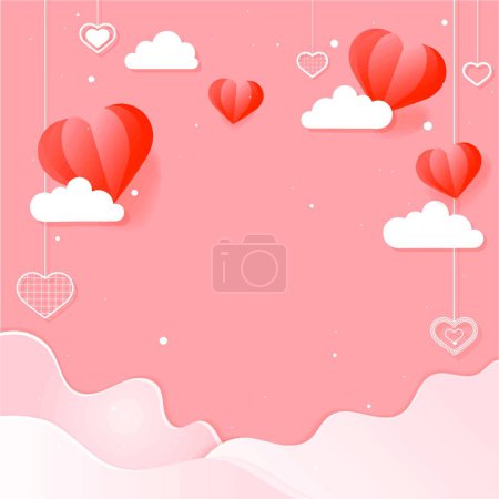 Ilustración de Día de San Valentín tarjeta de felicitación plantilla de diseño con corazones - Imagen libre de derechos