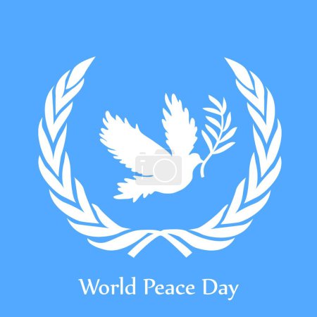 Illustration for Pigeon bird with tiny plant in beak. art illustration. World Peace Day concept - Royalty Free Image