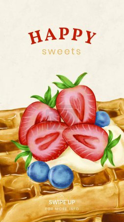 Téléchargez les illustrations : Happy Sweets bannière illustration vectorielle moderne - en licence libre de droit