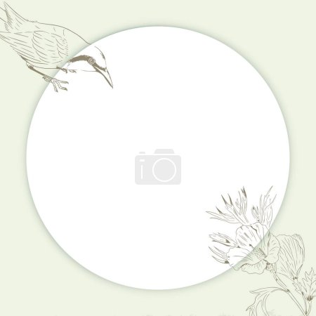 Ilustración de Espacio en blanco con pájaro y flor - Imagen libre de derechos