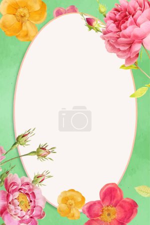 Ilustración de Marco colorido de la flor, plantilla de tarjeta de felicitación - Imagen libre de derechos