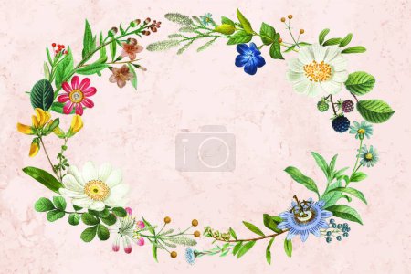 Illustration for Colorful floral frame, greeting card template - Royalty Free Image