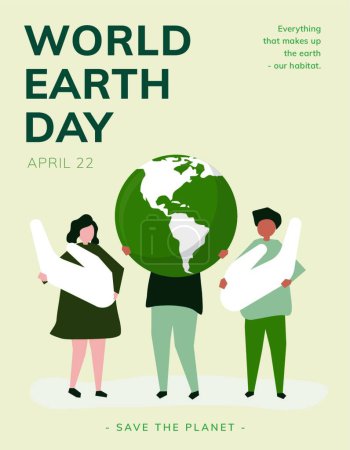 Téléchargez les illustrations : Journée mondiale de l'environnement. affiche avec jour de la terre - en licence libre de droit
