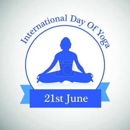 Ilustración de Día internacional del texto del yoga y la postura del yoga - Imagen libre de derechos
