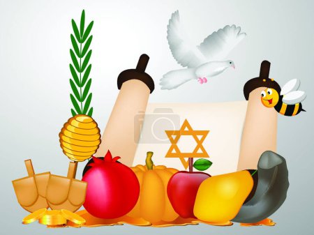 Téléchargez les illustrations : Yom juif kippour, illustration vectorielle colorée - en licence libre de droit