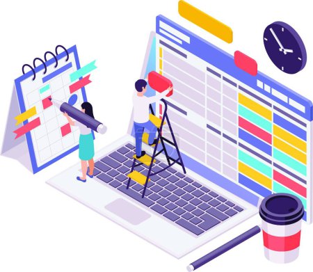 Illustration for Blogging Isometric Concept, colorful vector illustration - Royalty Free Image