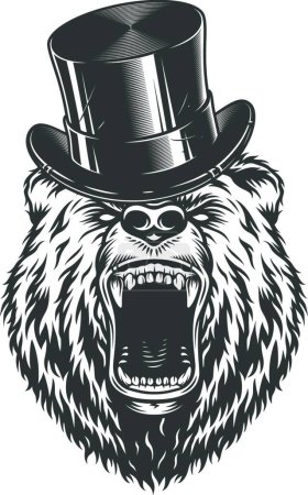 Photo for Vintage gentleman angry bear head - Royalty Free Image