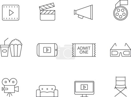 Photo for Outline vector Icons - Movie - Royalty Free Image
