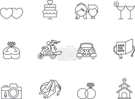 Illustration for Outline Icons, Wedding, vector illustration - Royalty Free Image