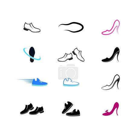 Téléchargez les illustrations : Icône vectorielle chaussures, illustration vectorielle simple - en licence libre de droit
