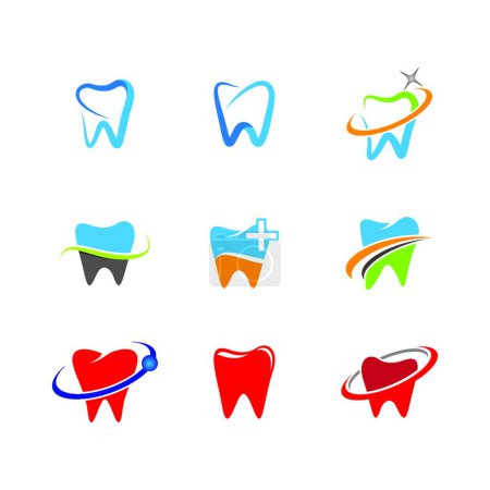 Téléchargez les illustrations : Icône vectorielle dentaire, illustration vectorielle colorée - en licence libre de droit