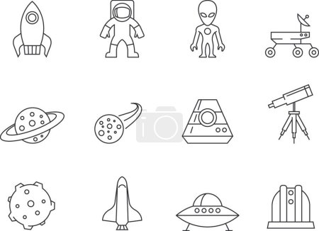 Ilustración de Iconos de contorno - Ilustración del vector espacial - Imagen libre de derechos