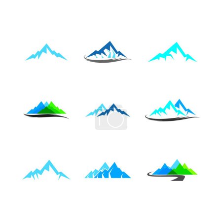 Téléchargez les illustrations : "illustration vectorielle icône web des montagnes - en licence libre de droit