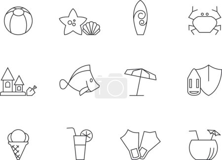 Illustration for Outline Icons, Beach, vector illustration - Royalty Free Image