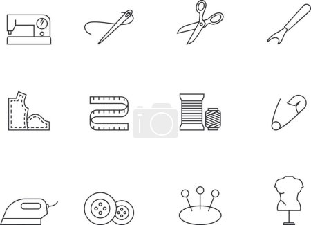 Illustration for Outline Icons, Sewing, vector illustration - Royalty Free Image